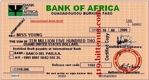 Bank of Africa, US$10,5M
